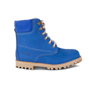 Cloud Nine Sheepskin blue suede lace up boot with beige lug sole