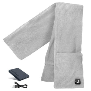 ActionHeat grey fleece heated scarf with power bank and charging cable