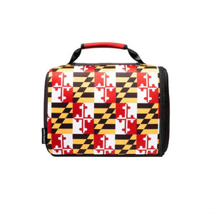 Kanga Coolers Maryland flag pattern insulated beverage cooler with red handle