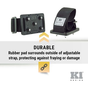 K1 Series mid-sole ice cleat showing rubber pad and adjustable strap design