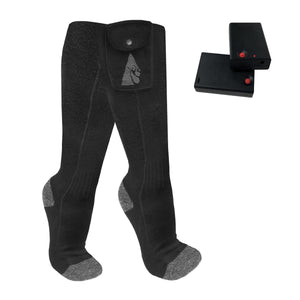 ActionHeat black battery heated socks with two external battery packs