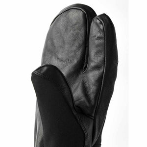 Hestra black leather three finger mitten