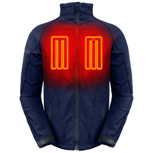 ActionHeat navy blue softshell jacket with illuminated chest heating panels