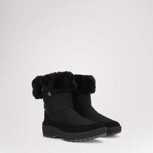 Pajar black winter boots with faux fur trim and side zipper
