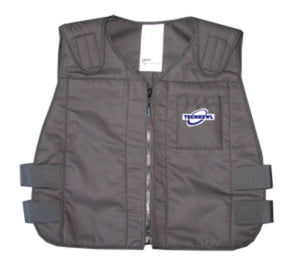 TechKewl grey cooling vest with front zipper and side adjustment straps