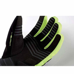 Therm-ic black and neon green heated glove palm detail