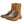 Brown leather work boots with black MetGuard metatarsal protectors attached to the laces