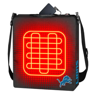 Detroit Lions branded black heated stadium seat cushion with power bank