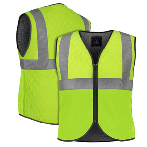 Fieldsheer high visibility lime yellow quilted safety vest with reflective strips