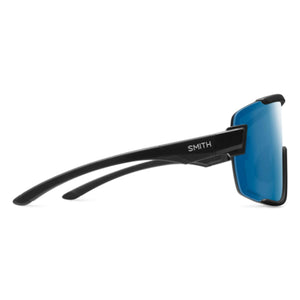 Smith Optics black performance sunglasses with blue mirrored lens