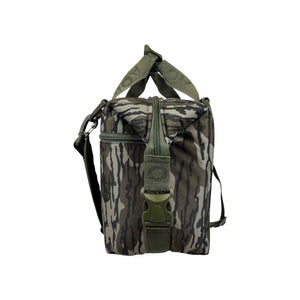 AO Coolers camo soft cooler side view with carry handle and adjustable strap