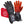 Black leather heated motorcycle gloves with red stitching and internal heating element visualization
