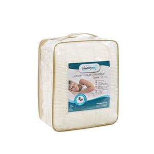Beautyrest queen size luxury heated blanket in clear plastic storage case
