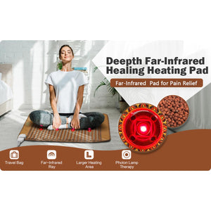 UTK 8 Photon Far Infrared Heating Pads with Full Tourmaline Beads for Back Pain Relief 21'' x 31''