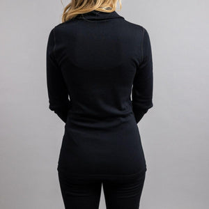 Merino Skins Unisex Long Sleeve Half Zip Front - Black