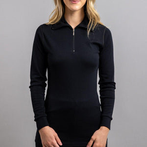 Merino Skins black long sleeve quarter zip thermal top