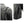 Close up of black leather motorcycle jacket showing shoulder vents and side zipper ventilation