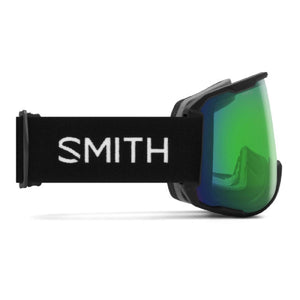 Smith Optics snow goggles with black strap and green reflective lens