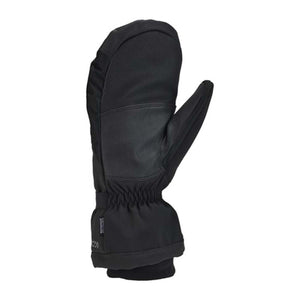 Kombi black winter mitten with textured fabric and leather palm
