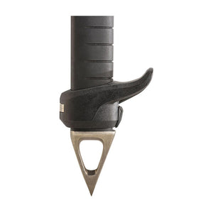 Black ski pole grip with integrated trigger mechanism and metal tip