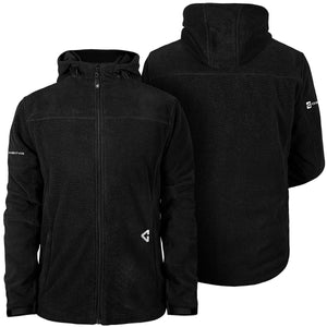 Gerbing black fleece hooded jacket shown from front and back views