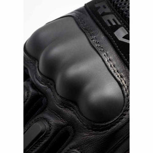 Black leather REVIT motorcycle glove knuckle protector