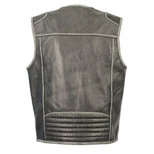Milwaukee Leather Men's Vintage Distressed Zipper Front Vest
