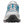 Front view of grey and blue K-Swiss athletic shoe with black rubber sole