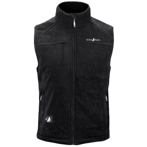 ActionHeat black fleece vest with full front zipper and chest pocket