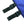 Two black nylon straps with plastic side release buckles attached to blue fabric