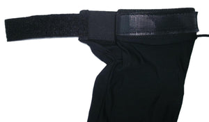 Black fabric sleeve with an adjustable velcro strap closure