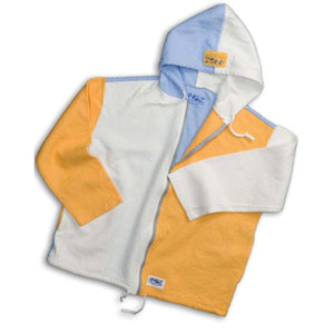 Ragz colorblock zip up hoodie in white yellow and light blue
