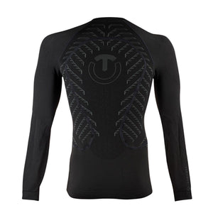 Black Thermic long sleeve base layer with textured pattern and logo on the back