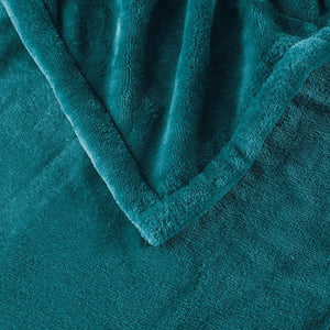 Close up of teal plush fleece fabric texture