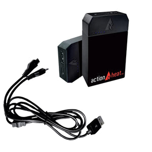 ActionHeat black portable power bank with charging cable