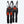 Black heated ski pants with suspenders showing front and back views with glowing red heating elements