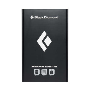 Black Diamond avalanche safety set box containing a beacon probe and shovel
