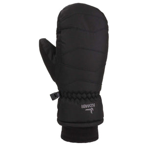 Kombi black insulated winter mitten with quilted pattern and wrist cinch