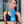 Woman wearing a blue Mr Cool cooling towel around her neck over a black sports bra
