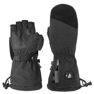 ActionHeat black convertible mittens with fingerless gloves underneath and battery compartment