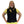Woman wearing a black cooling vest with a matching neck wrap over a yellow t-shirt