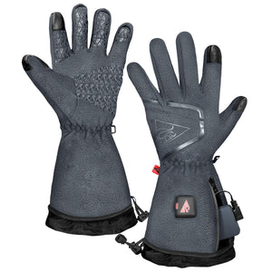 ActionHeat grey fleece battery heated gloves with palm grip and zippered battery pocket