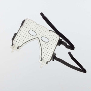 White perforated eye mask with black adjustable elastic straps
