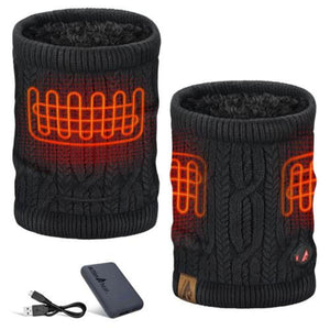 ActionHeat black cable knit neck warmer with internal heating elements power bank and charging cable
