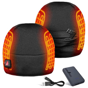 ActionHeat black heated beanie with battery pack and charging cable