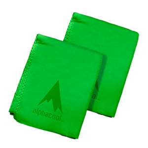 Two folded bright green Alphacool thermal pads