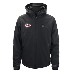 Kansas City Chiefs black hooded softshell jacket with team logo