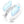 White wearable neck fan with blue air flow graphic