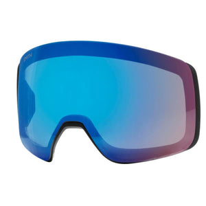 Smith ski goggles with a blue and purple mirrored lens