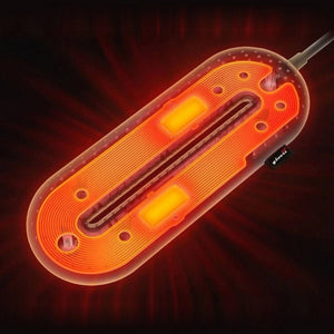 Glovii heated belt element with glowing orange heating coils